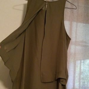 A.N.A Olive Green Layered Flowy Sleeveless Top
